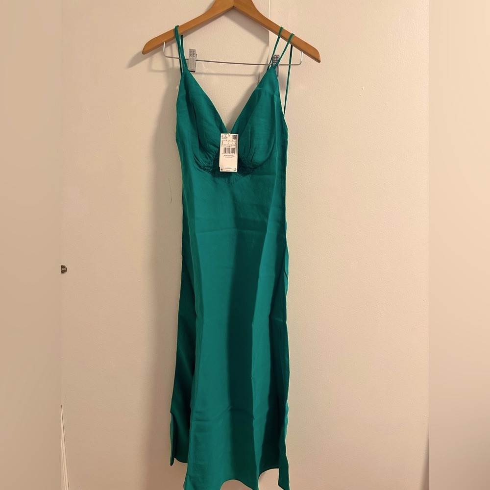 Mango Green Lace Camisole Dress